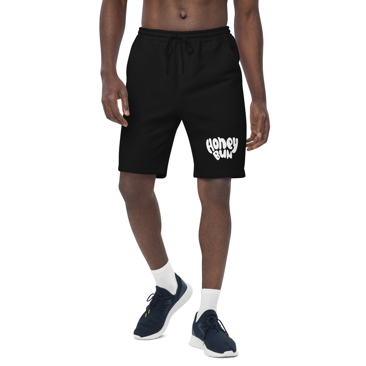 mens-fleece-shorts-black-front